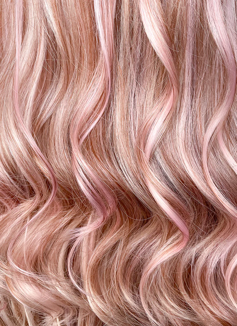 Pink Blonde Brown Mixed Wavy Lace Front Synthetic Wig LW4019 - Image 10