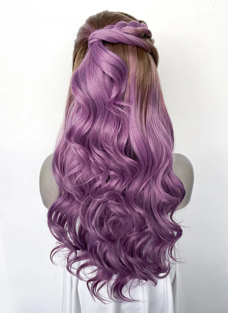 Baldur's Gate 3 Alfira Wavy Brown Mixed Purple Lace Front Synthetic Wig LW4047 - Image 9