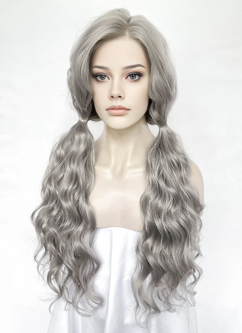 Grey Wavy Lace Front Synthetic Hair Wig LW4070 - Image 4