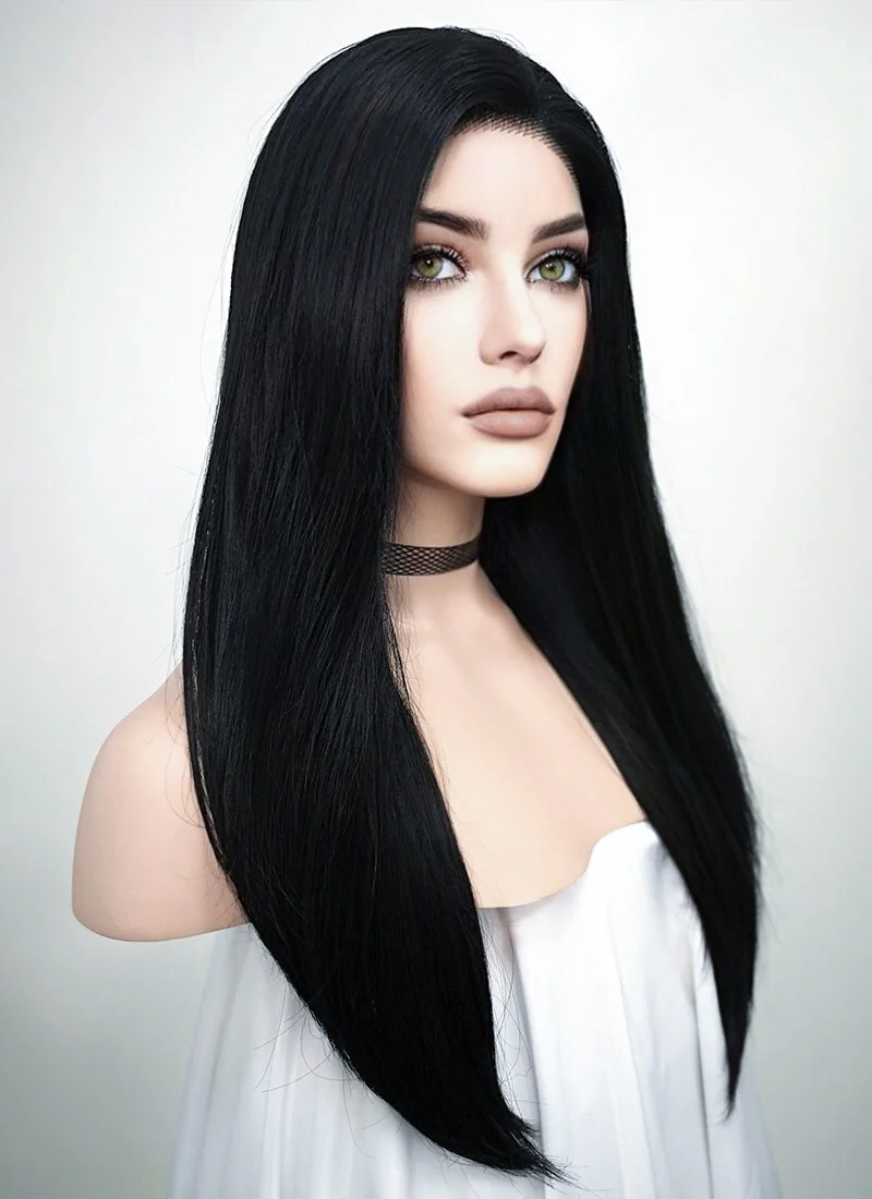 Straight Black Lace Front Synthetic Wig LW769 - Image 3
