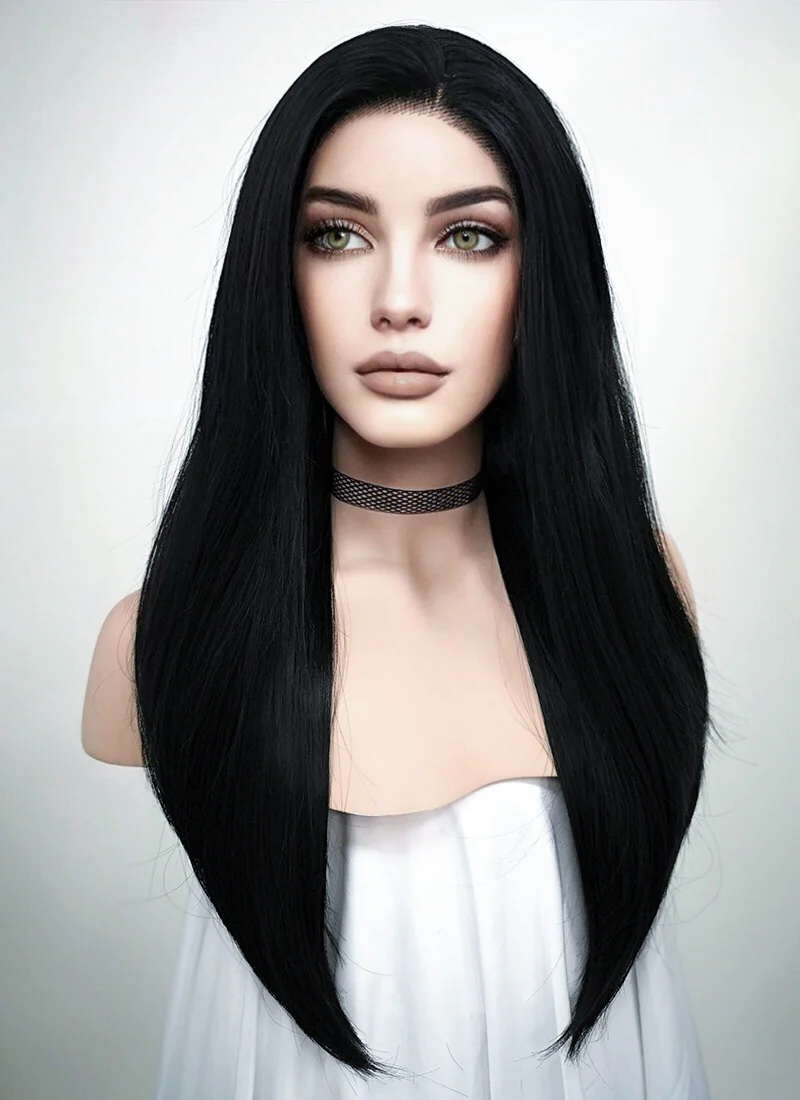 Straight Black Lace Front Synthetic Wig LW769 - Image 4