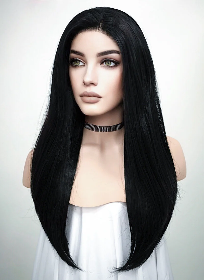 Straight Black Lace Front Synthetic Wig LW769 - Image 5