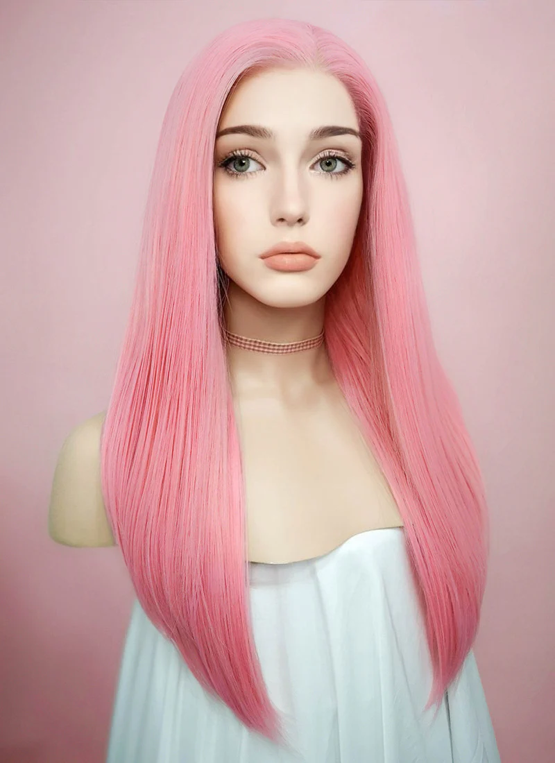 Straight Pastel Pink Lace Front Synthetic Wig LW769C - Image 3