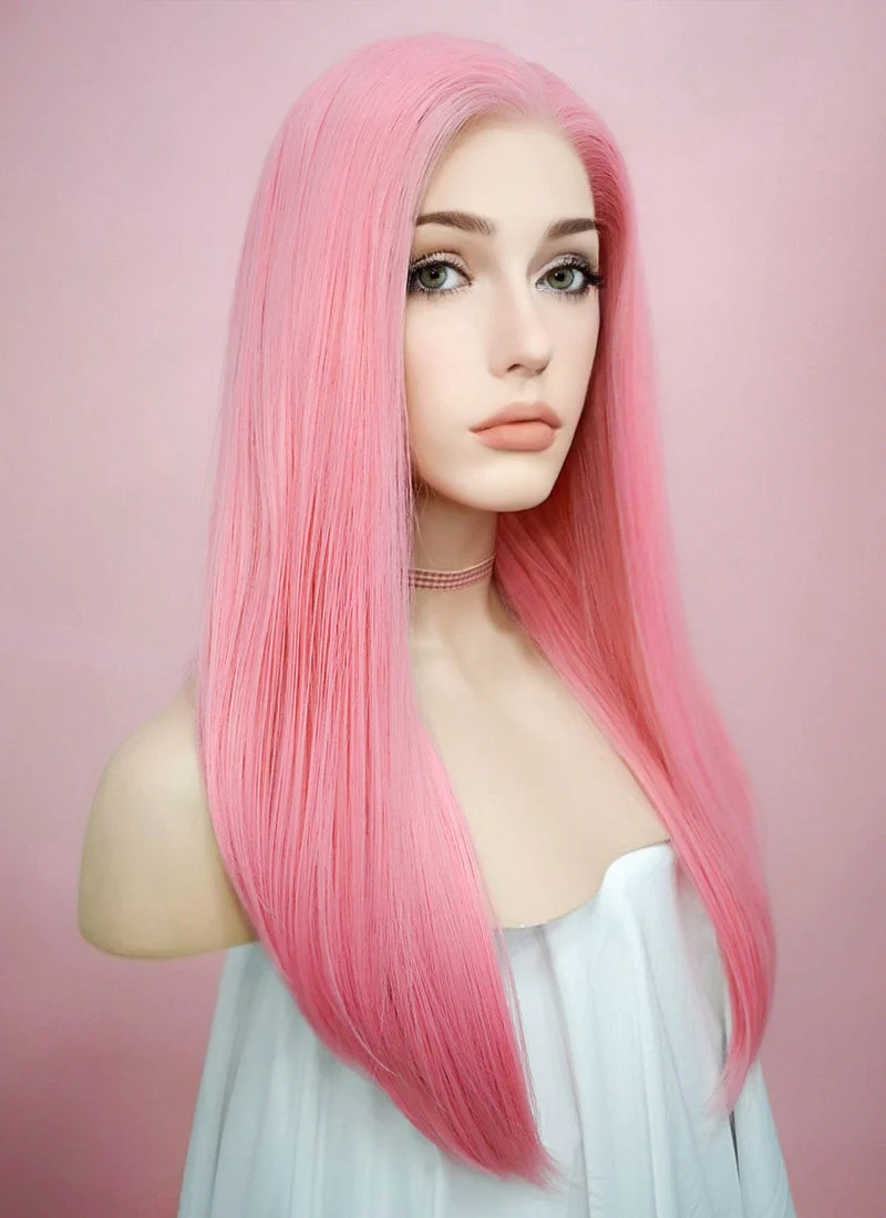 Straight Pastel Pink Lace Front Synthetic Wig LW769C - Image 4