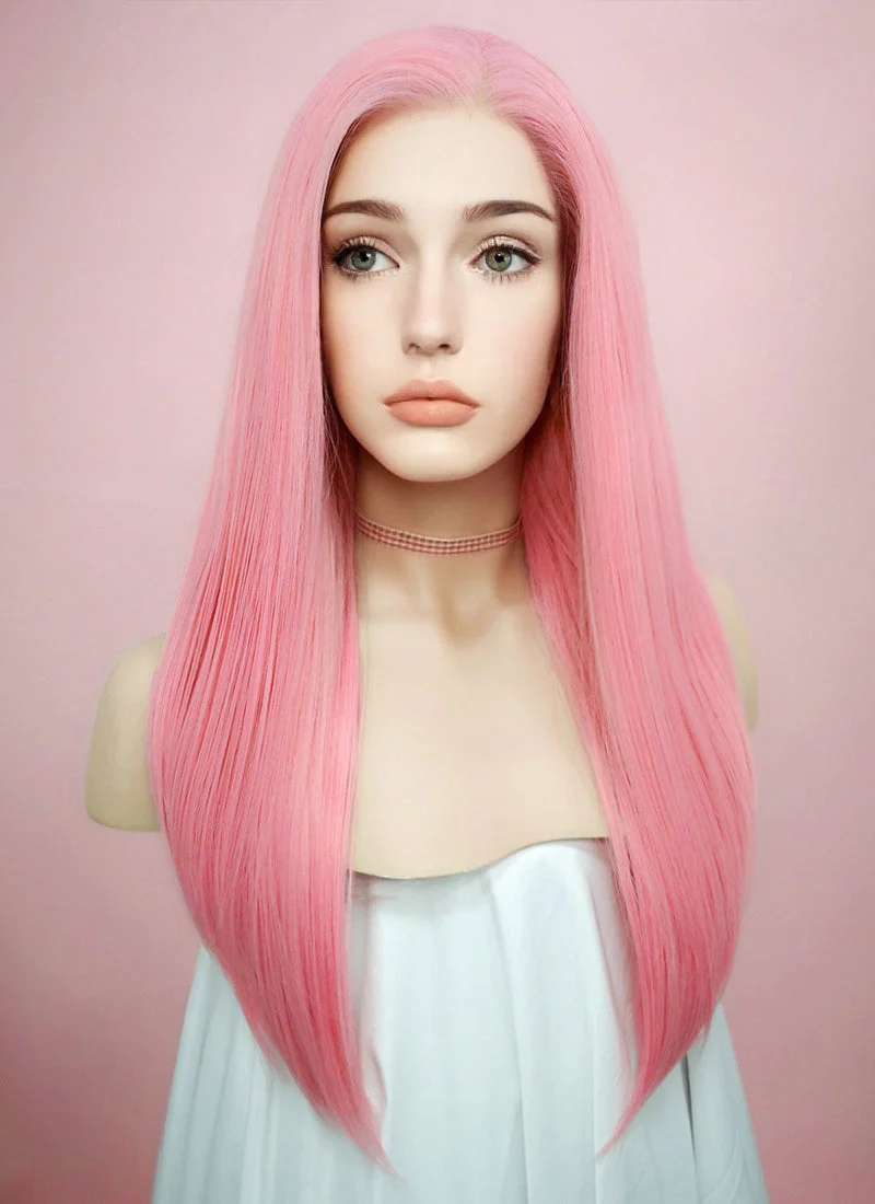 Straight Pastel Pink Lace Front Synthetic Wig LW769C - Image 5