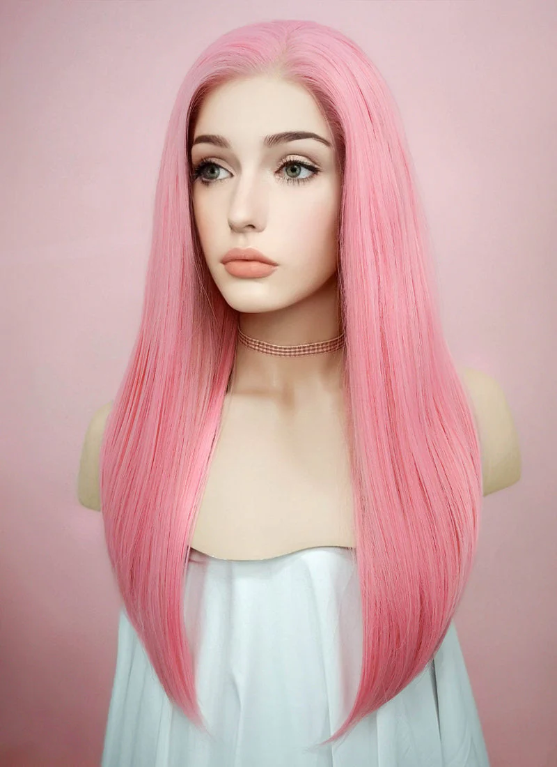 Straight Pastel Pink Lace Front Synthetic Wig LW769C - Image 6