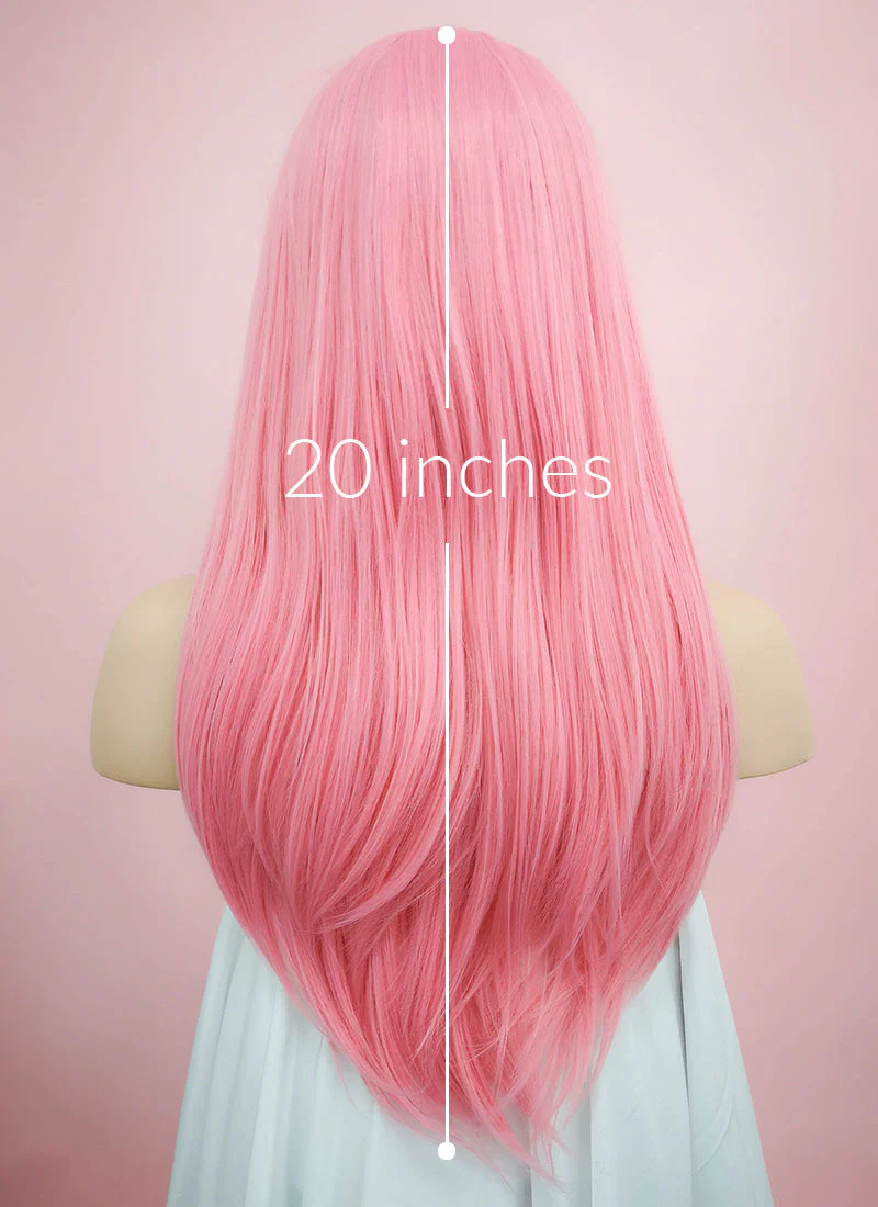 Straight Pastel Pink Lace Front Synthetic Wig LW769C - Image 7