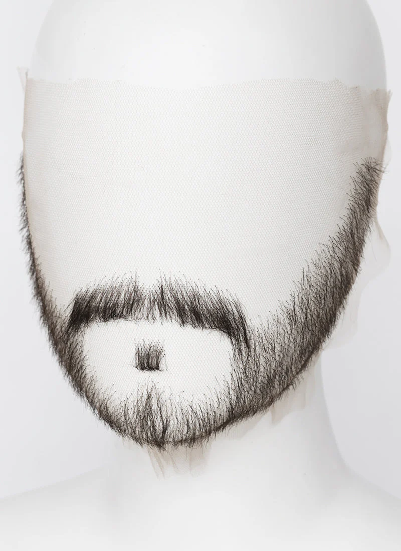 Hannibal Will Graham Handmade HD Lace Realistic Natural Black Long Stubble Beard and Moustache Facial Hair Set MB023 - Image 5