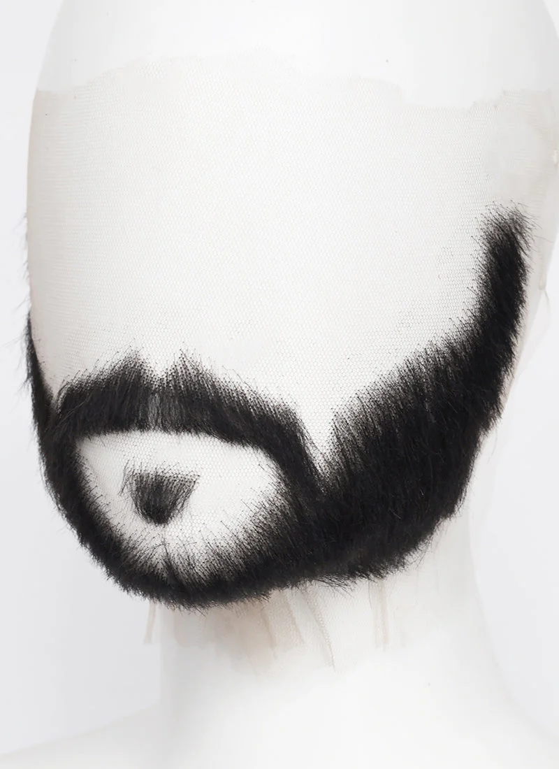 Sonic the Hedgehog Agent stone Handmade HD Lace Realistic Black Long Stubble Beard and Moustache Facial Hair Set MB024 - Image 3