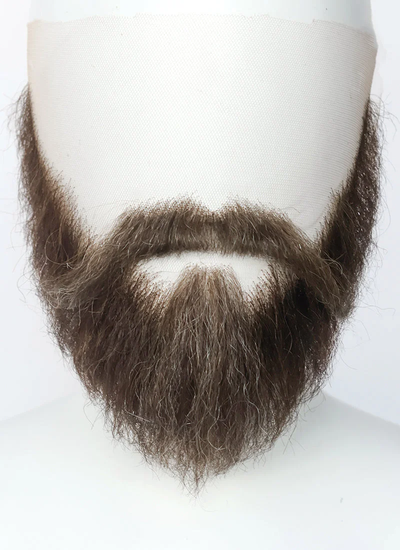 The Walking Dead Paul Rovia Handmade HD Lace Realistic Brown Mixed Grey Ducktail Beard and Moustache Facial Hair Set MB044