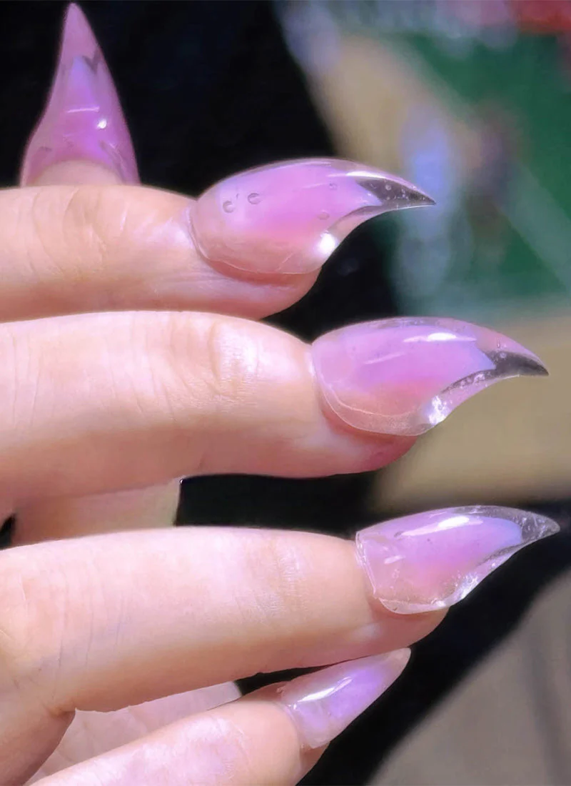 3D Pink Transparent Core Claw Handmade Press-On Nails NF066 - Image 2