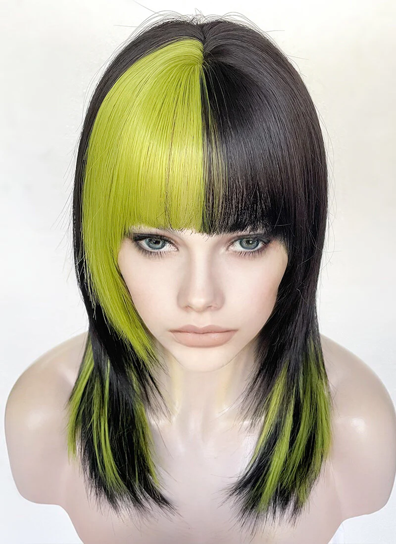 Black Mixed Green Straight Synthetic Hair Wig NS509 - Image 6