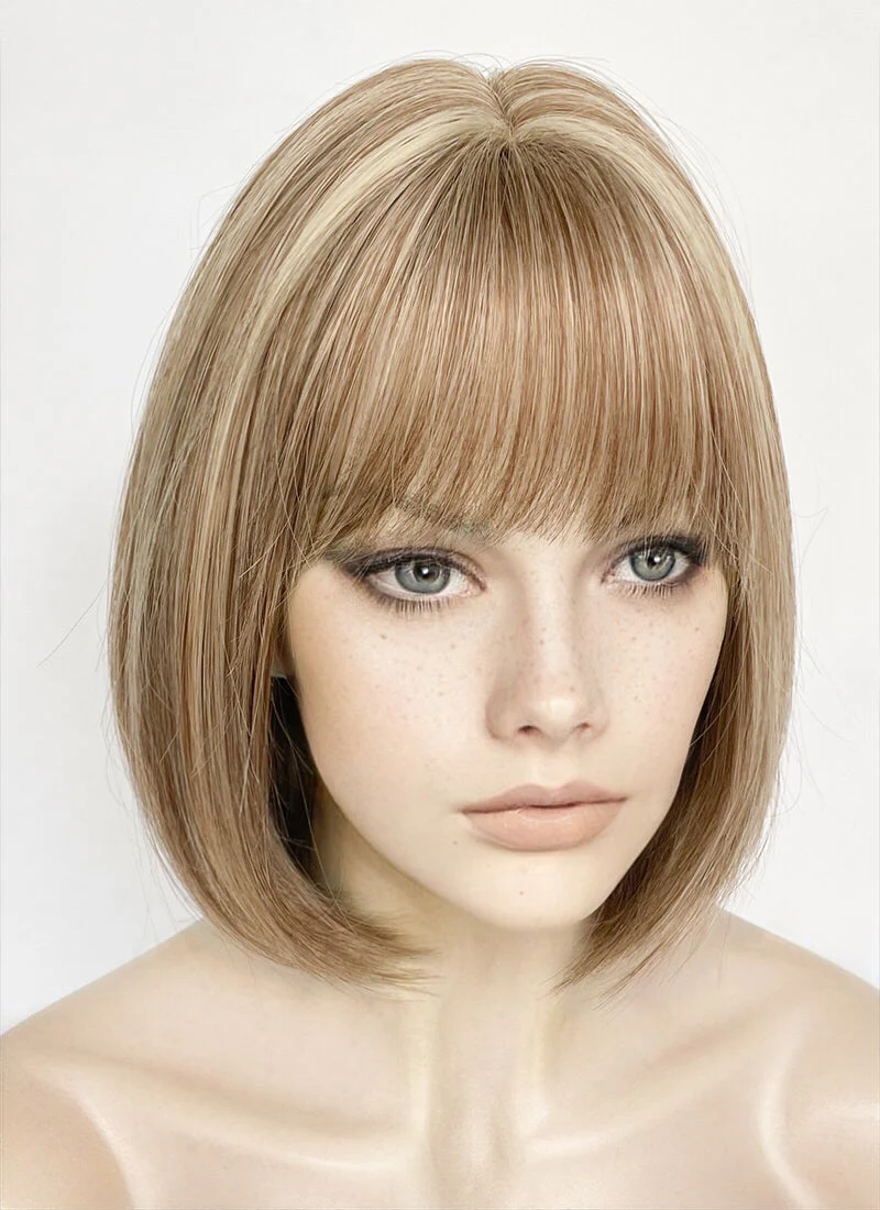 Blonde Mixed Brown Straight Bob Synthetic Hair Wig NS556 - Image 3