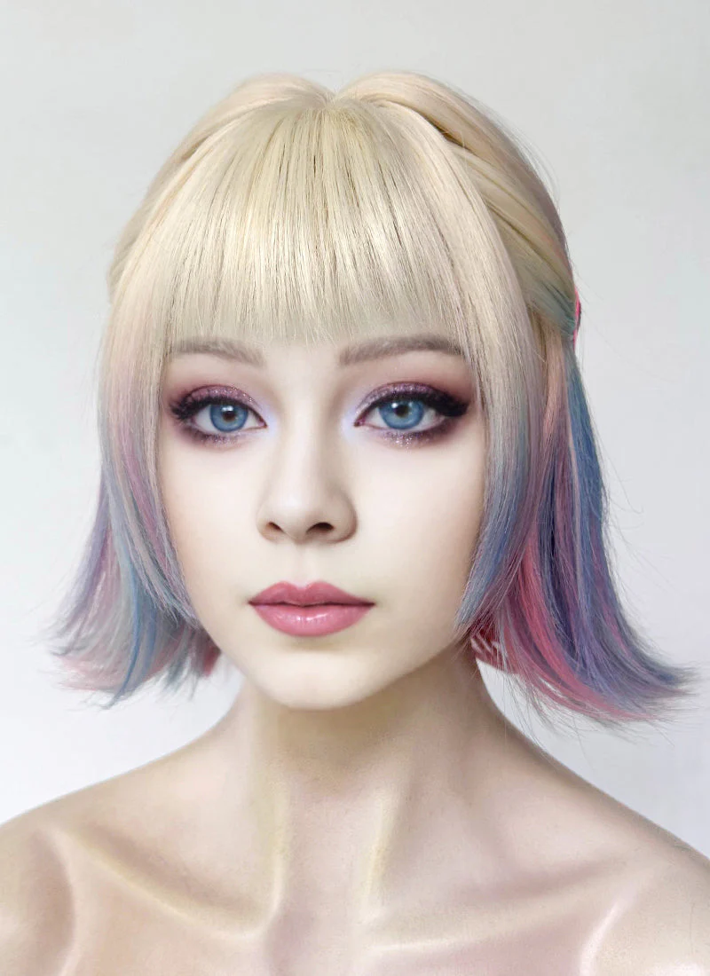 Wednesday Enid Sinclair Blonde Pink Blue Ombre Synthetic Wig TB1768A - Image 6